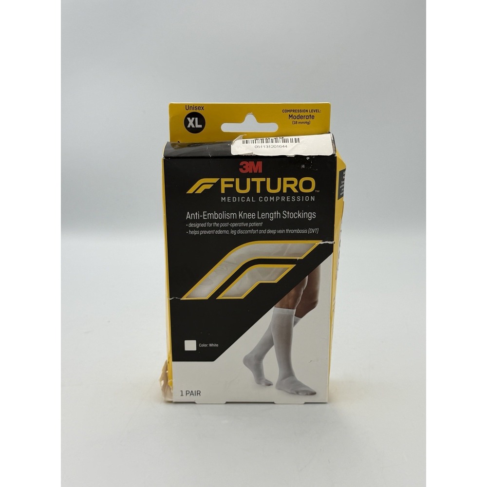 3M Futuro Anti Embolism Knee Length Stockings XL White 18 mmHg Unisex NIB